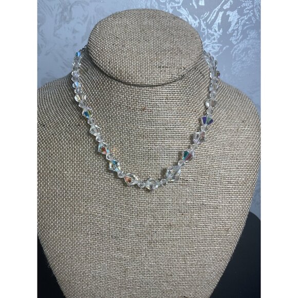 Vintage Crystal Bead Necklace With Iridescent Beads - Picture 1 of 5